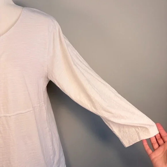 Habitat Long Sleeve Top Tunic Lagenlook Boho Coastal Casual White Size Medium - Picture 4 of 13